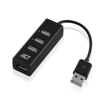 ACT | Hub | 4-Poorts | USB 2.0 | Blok | Zwart, Computers en Software, USB Sticks, Verzenden, Nieuw