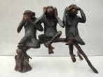 sculptuur, Three monkeys - 80 cm - Gepatineerd brons, Antiek en Kunst