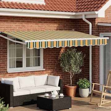 vidaXL Markies Groen en Geel 2,5 x 2 m Polyester en Metaal, Tuin en Terras, Zonneschermen, Verzenden, Nieuw