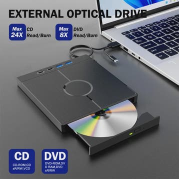 Externe CD/DVD Brander & Lezer met USB 3.0 & Type-C (7-in-1), Verzenden, Nieuw
