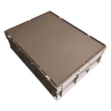 Stapelbak met scharnierdeksel, 800x600x230 mm, euronorm,, Gebruikt, 60 cm of meer, Minder dan 35 cm, Bak of Kist