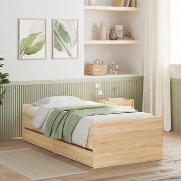 vidaXL Bedframe sonoma eikenkleurig 75x190 cm Small Single, Verzenden, Nieuw, Bruin, Hout
