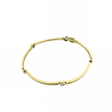 8 karaat fantasie schakelarmband met tanzaniet, Gebruikt, Geel, Ophalen of Verzenden, Met edelsteen