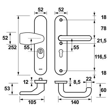 AXA Oval Plus veiligheidsbeslag voordeur Wing knop/U-kruk, Verzenden, Nieuw