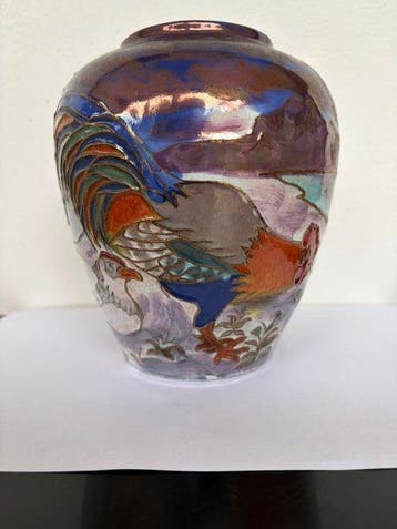Daniel Zuloaga - sculptuur, Motivo de gallo y paisaje - 15.5, Antiek en Kunst