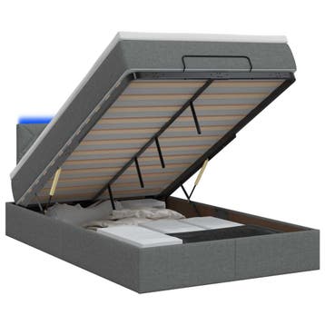 vidaXL Ottoman Bed met Matrassen en LED Donkergrijs 120 x, Huis en Inrichting, Slaapkamer | Bedden, Verzenden, Nieuw, Grijs