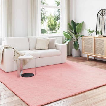 vidaXL Antislip vloerkleed van imitatie konijnenbont OLITE, Verzenden, Nieuw, Roze