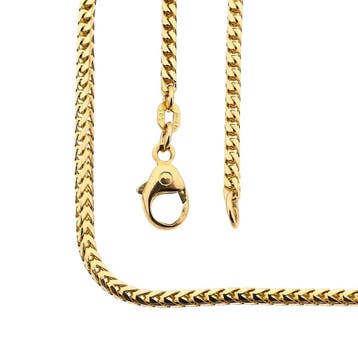 Gouden vierkante vossenstaartschakel ketting; 14 karaat;..., Ophalen of Verzenden, Gebruikt, Goud, Goud