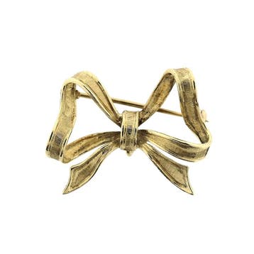Gouden broche; Strik, Ophalen of Verzenden, Gebruikt, Overige kleuren, Goud