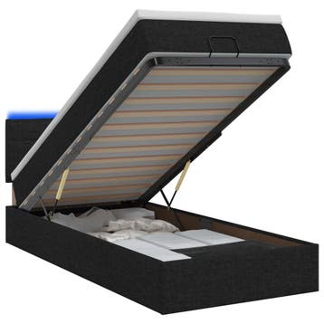 vidaXL Ottoman Bed met Matrassen en LED Zwart 90 x 200 cm, Huis en Inrichting, Slaapkamer | Bedden, Verzenden, Nieuw, Zwart