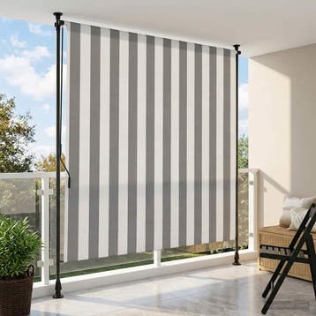 vidaXL Buiten Rolgordijn Antraciet en Wit 150 x 270 cm, Verzenden, Nieuw