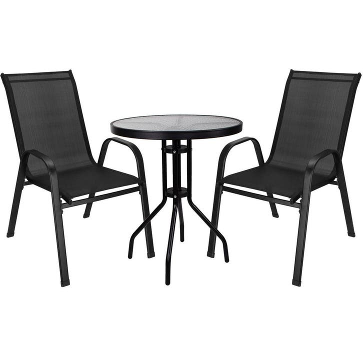 Tuinset - 2 Delig - Stoelen -  Salontafel - Metaal - Zwart, Tuin en Terras, Overige Tuin en Terras, Ophalen of Verzenden