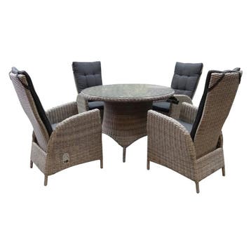 Riccione Menorca dining tuinset 110 cm rond verstelbaar, Ophalen of Verzenden, Nieuw, Wicker