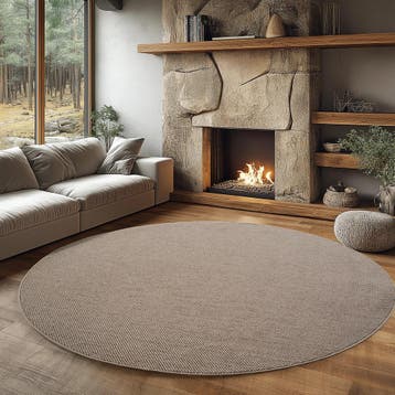 Rond Effen Vloerkleed | Helix | Ribbels | Beige | 120x120 cm, Verzenden, Nieuw