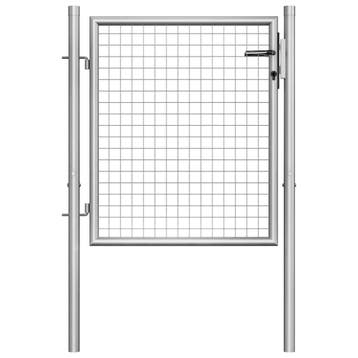 vidaXL Tuinpoort gegalvaniseerd staal 105x75 cm zilver, Verzenden, Nieuw