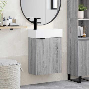 vidaXL Badkamermeubel met kraan Grijs Sonoma 45,5 x 22,5 x, Verzenden, Nieuw