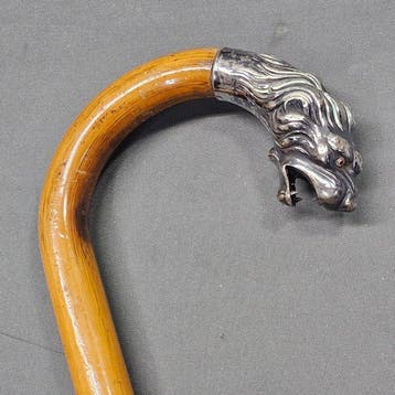 Wandelstok - Hout, alpaca - Zeldzame antieke wandelstok, Antiek en Kunst