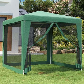 vidaXL Partytent met 4 mesh zijwanden 2,5x2,5 m HDPE groen, Verzenden, Nieuw, Partytent