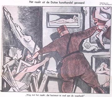Het naakt uit de Duitse kunsthandel geweerd op spotprent, Verzenden