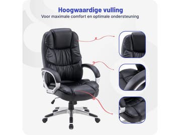 Stane - Ergonomische Bureaustoel - PU Leer - Zwart, Huis en Inrichting, Stoelen, Verzenden, Zo goed als nieuw