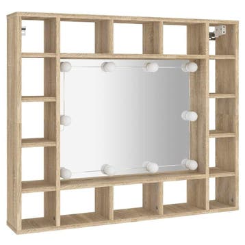 Badkamerkast met LED eikenkleur - 48% goedkoper (Retour), Spiegelkast, Zo goed als nieuw, Minder dan 25 cm, Minder dan 100 cm