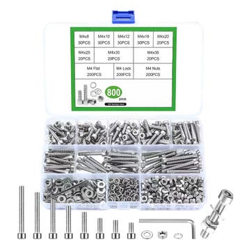 Assortiment M4 roestvrijstalen inbusbouten, 800 stuks, Ophalen of Verzenden, Nieuw