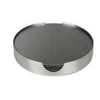 Benson Set van 6 zilveren RVS onderzetters met houder - 1..., Ophalen of Verzenden, Nieuw