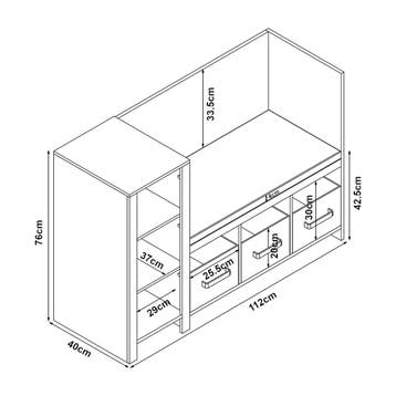 Kinderrek Høylandet met zitbank 76x112x40 cm wit en grijs [e, Kinderen en Baby's, Kinderkamer | Overige Meubels, Verzenden, Nieuw