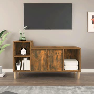 vidaXL Tv-meubel 100x35x55 cm bewerkt hout gerookt, 100 tot 150 cm, Verzenden, Nieuw, Minder dan 100 cm