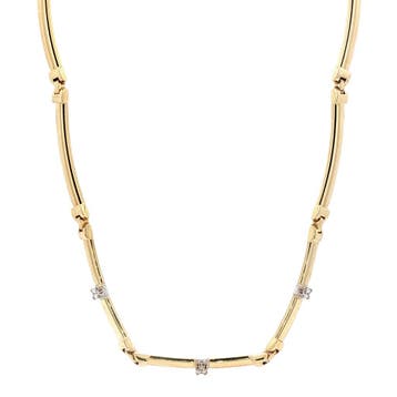 Gouden choker met diamant 14 karaat, Verzenden, Zo goed als nieuw, Goud