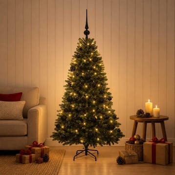 vidaXL Kunstkerstboom met kerstbal 150 cm 150 LEDs Warmwit, Verzenden, Nieuw