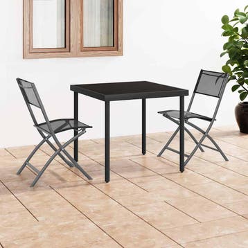 vidaXL Opklapbare stoelen, 2 stuks, zwart staal en Textilene, Tuin en Terras, Verzenden, Nieuw
