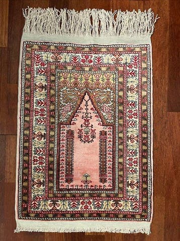 Tapijt - 57 cm - 41 cm - Zijden gebedsmat zacht roze, Nieuw