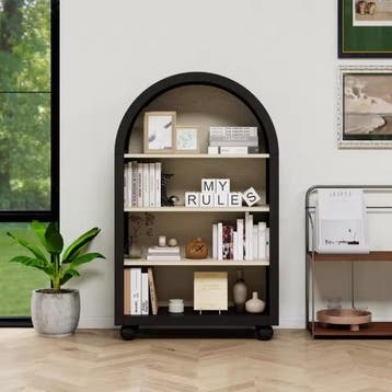 Boekenkast met Gebogen Ontwerp – 4 Lagen Houten Opbergrek, Huis en Inrichting, Kasten | Boekenkasten, Verzenden, Nieuw