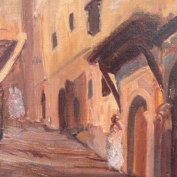 Franse school (XIX) - Paysage Afrique du Nord - Ruelle