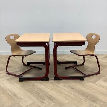 complete schoolset Ergoswing, 10 stuks tafels + stoelen, Huis en Inrichting, Stoelen, Ophalen of Verzenden, Gebruikt, Hout, Vijf, Zes of meer stoelen