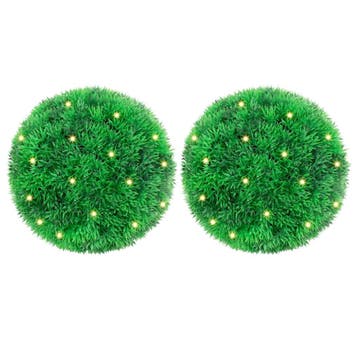 vidaXL Kunstbuxusballen met LED-verlichting 2 st 22 cm groen, Verzenden, Nieuw