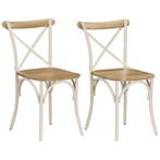vidaXL Kruisstoelen 2 st massief mangohout wit, Huis en Inrichting, Stoelen, Verzenden, Nieuw, Wit