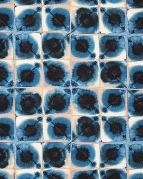 Viscose Bali Squares Blauw, Nieuw, Blauw