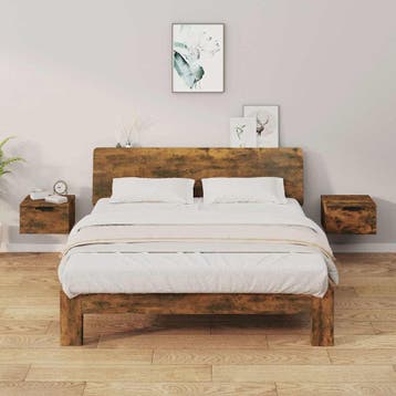 vidaXL Nachtkastjes 2 st wandgemonteerd 34x30x20 cm gerookt, Minder dan 45 cm, Verzenden, Nieuw, Minder dan 55 cm