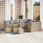vidaXL Tuinbankenset 12 pcs Beige poly rattan, Verzenden, Nieuw, Rotan, 2 zitplaatsen