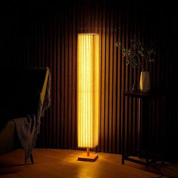 Japanse Retro LED Vloerlamp Houtlook Warm Licht, Verzenden, Nieuw
