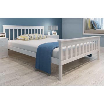 vidaXL Bed met matras massief grenenhout 140x200 cm, Verzenden, Wit, 140 cm, 200 cm