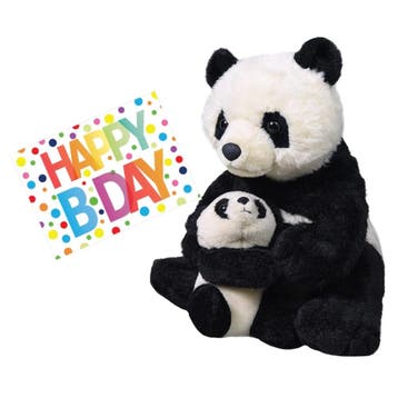 Panda knuffel met baby - pluche - 38 cm - cadeauset, Verzenden, Nieuw