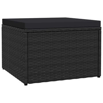 vidaXL Tuinvoetenbank met kussen poly rattan zwart, Huis en Inrichting, Verzenden, Nieuw