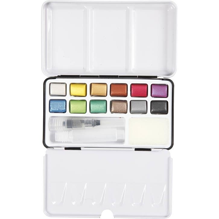 Art Aquarelverf, metallic kleuren, 12 kleur/ 1 doos, Hobby en Vrije tijd, Schilderen