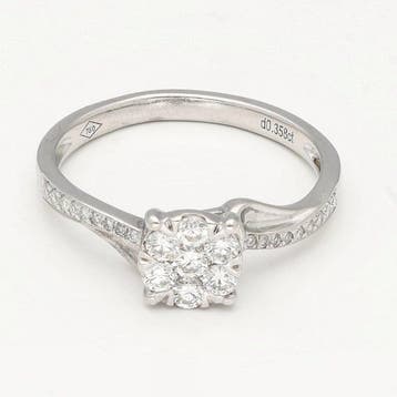 Ring - 18 karaat Witgoud Diamant (Natuurlijk), Nieuw