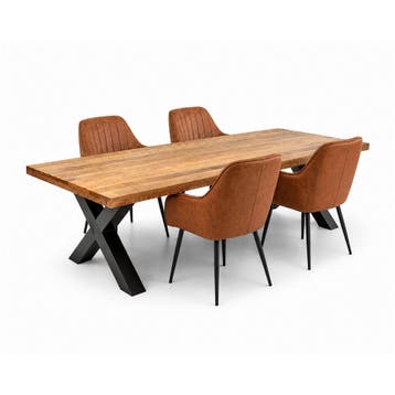Milan Deal 180cm + 4x Vermont cognac, Huis en Inrichting, Stoelen, Ophalen of Verzenden, Nieuw