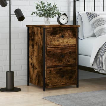 vidaXL Nachtkastje 40x36x60 cm bewerkt hout gerookt, Minder dan 45 cm, Verzenden, Nieuw, 55 tot 70 cm