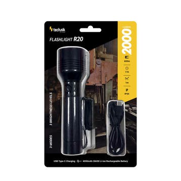 Technik LED Zaklamp 2000 Lumen USB-C Oplaadbaar Focusfunc..., Ophalen of Verzenden, Nieuw